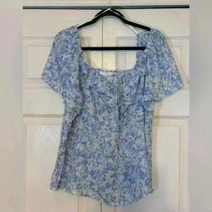Lush Women's Louise Short Sleeve Smocked Cropped Blouse NWOT 2X